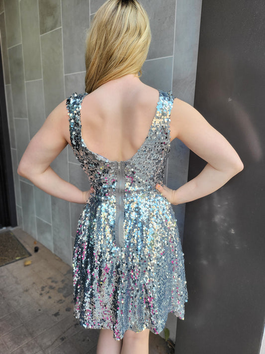 Short Silver Sequin Dress