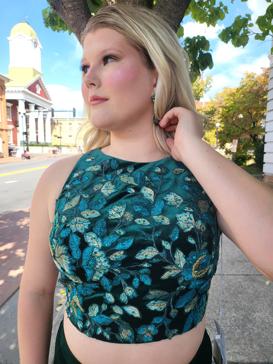 2 piece floral & velvet