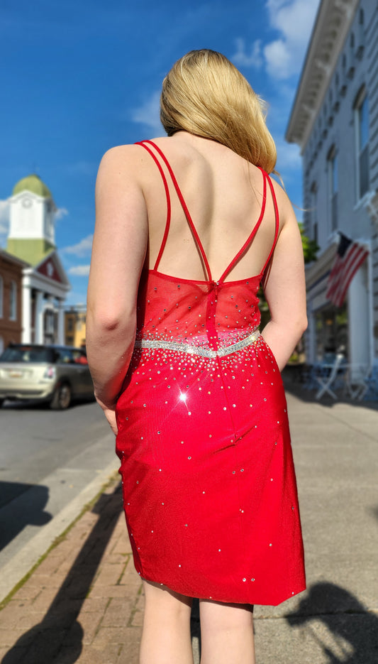 Red Rhinestone Dress