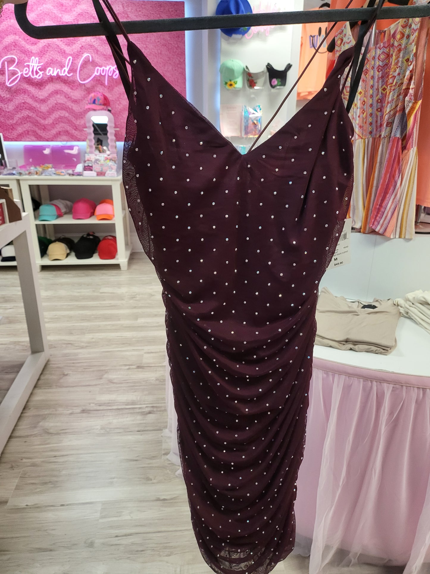 Maroon Rhinestone Dress