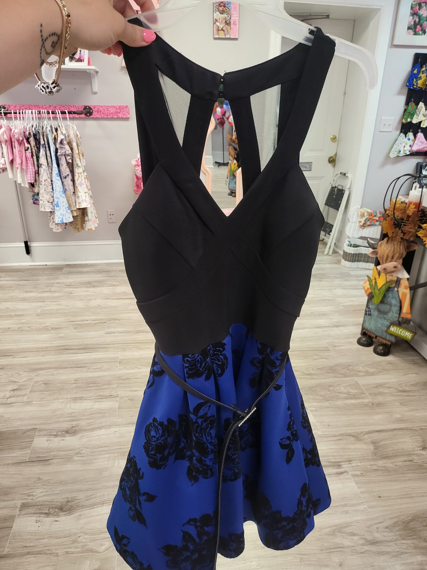 Blue & Black Floral Dress
