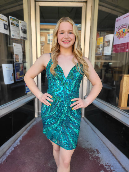 Short Green Sequin Dress