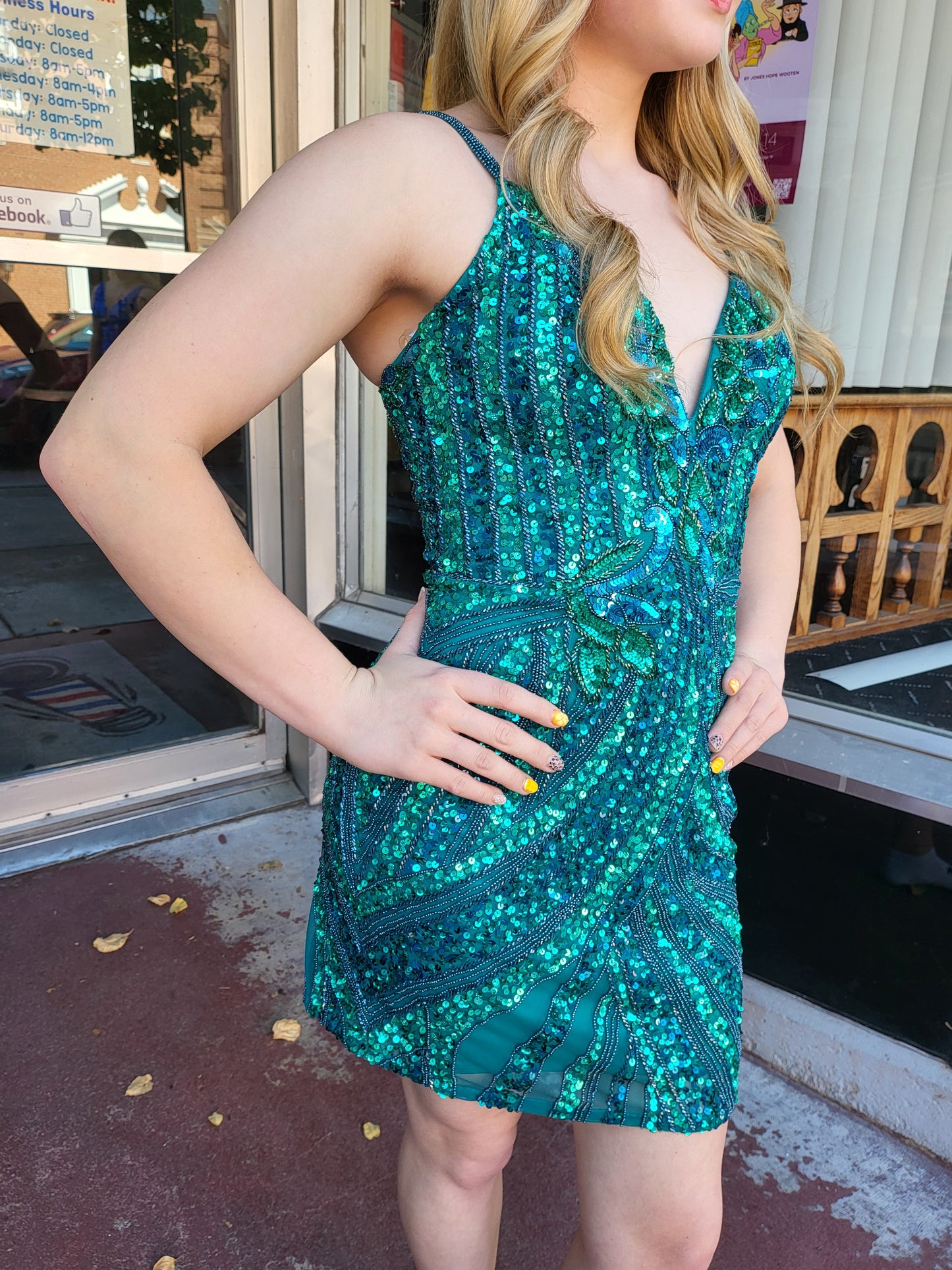 Short Green Sequin Dress
