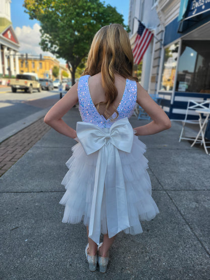 Girls White Sparkle Tulle Dress