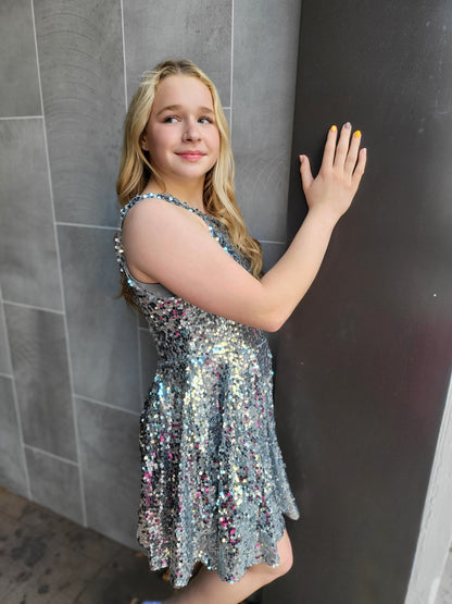 Short Silver Sequin Dress