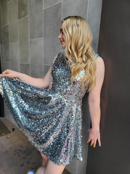 Short Silver Sequin Dress
