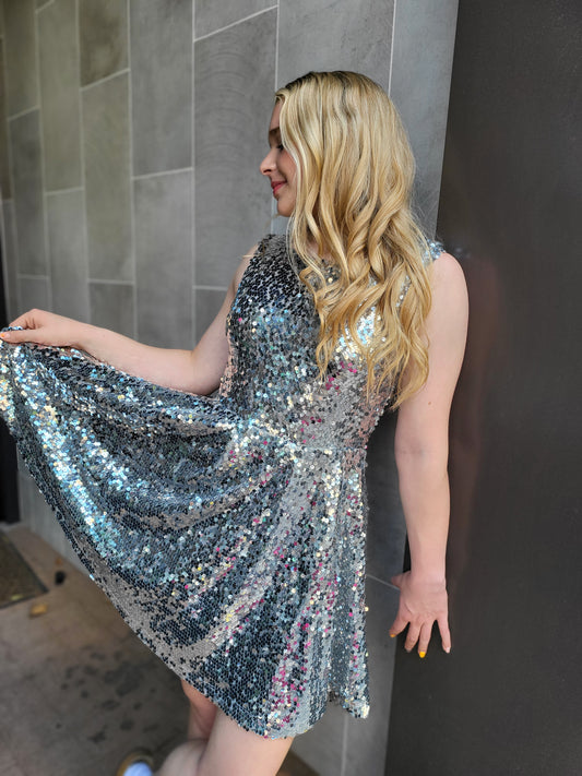 Short Silver Sequin Dress