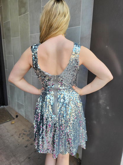 Short Silver Sequin Dress