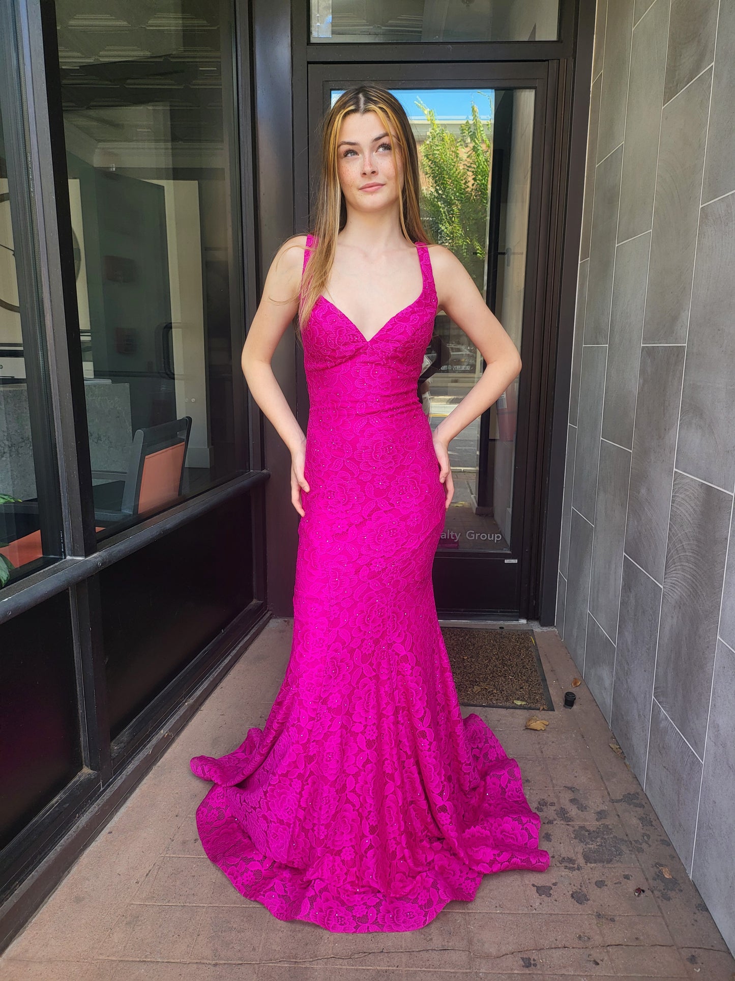 Magenta Dress with Rhinestones