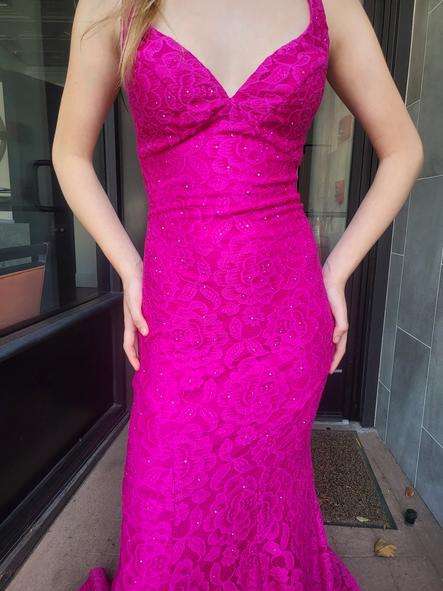 Magenta Dress with Rhinestones