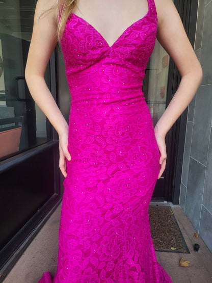 Magenta Dress with Rhinestones