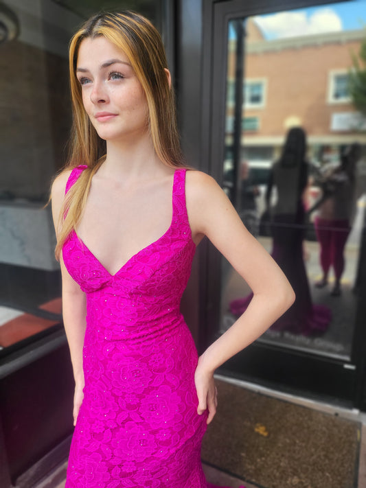 Magenta Dress with Rhinestones