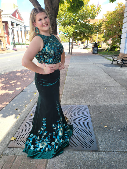 2 piece floral & velvet