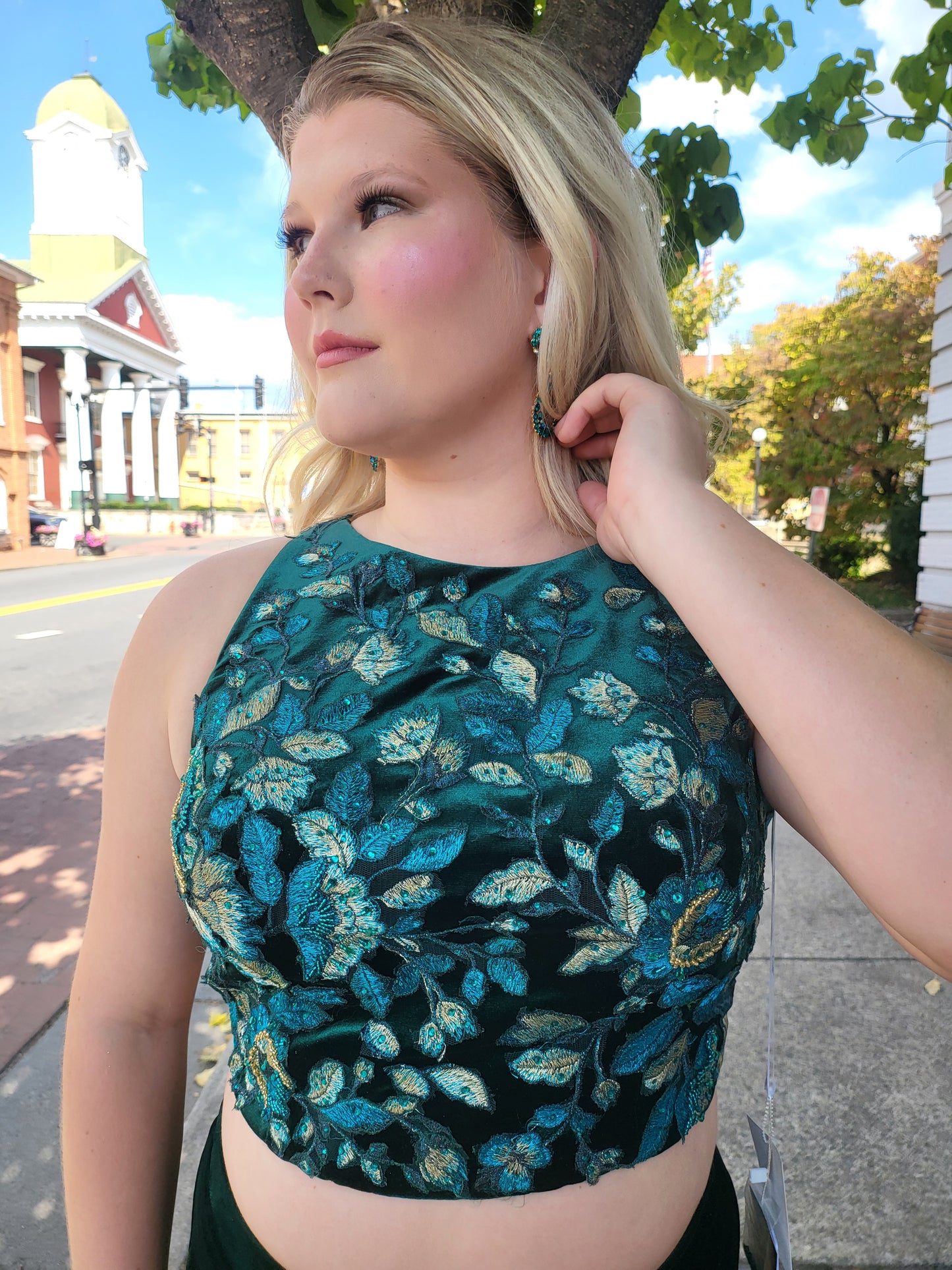 2 piece floral & velvet