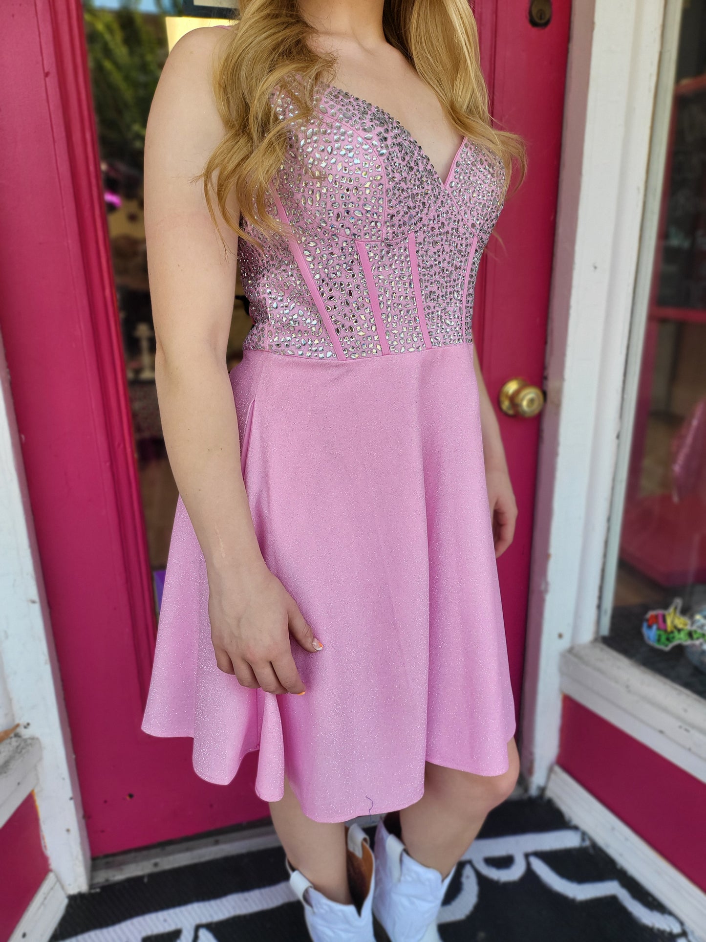 Pink Rhinestone Shimmer Dress