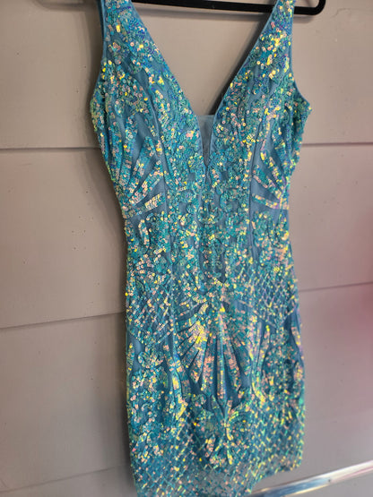 Short Light Blue Sequin