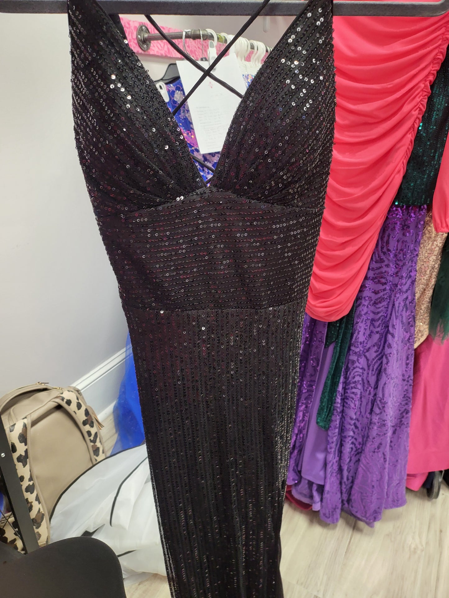 Long black Sequin Dress