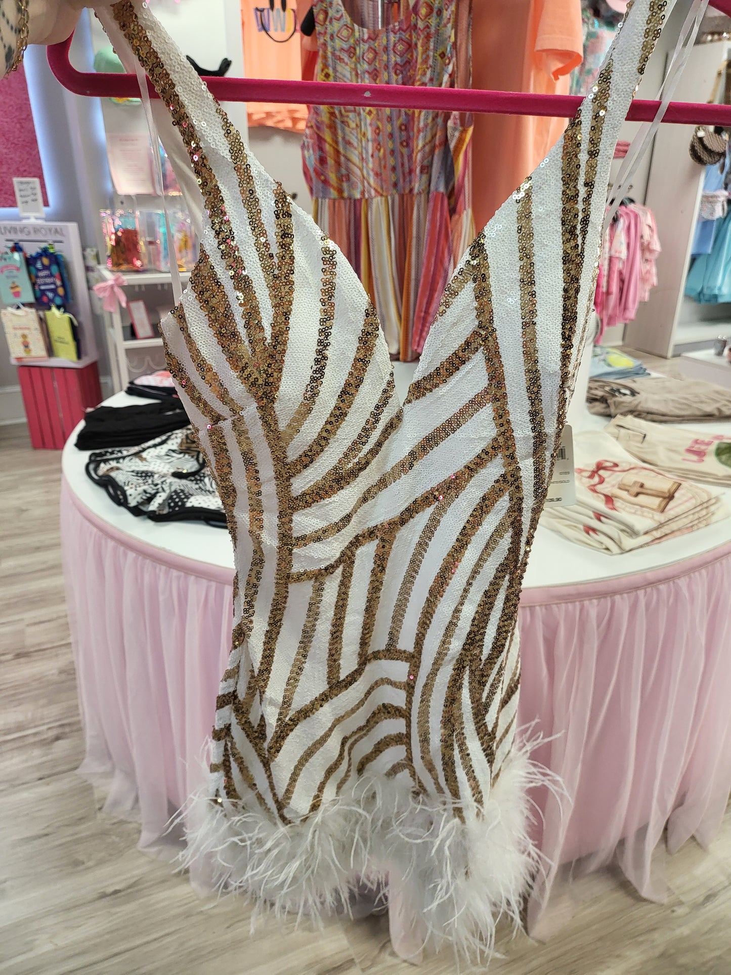 Gold & White Dress