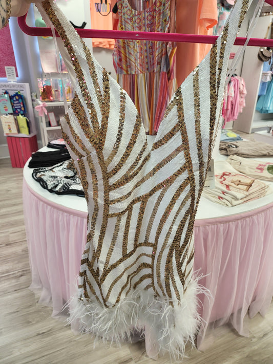 Gold & White Dress