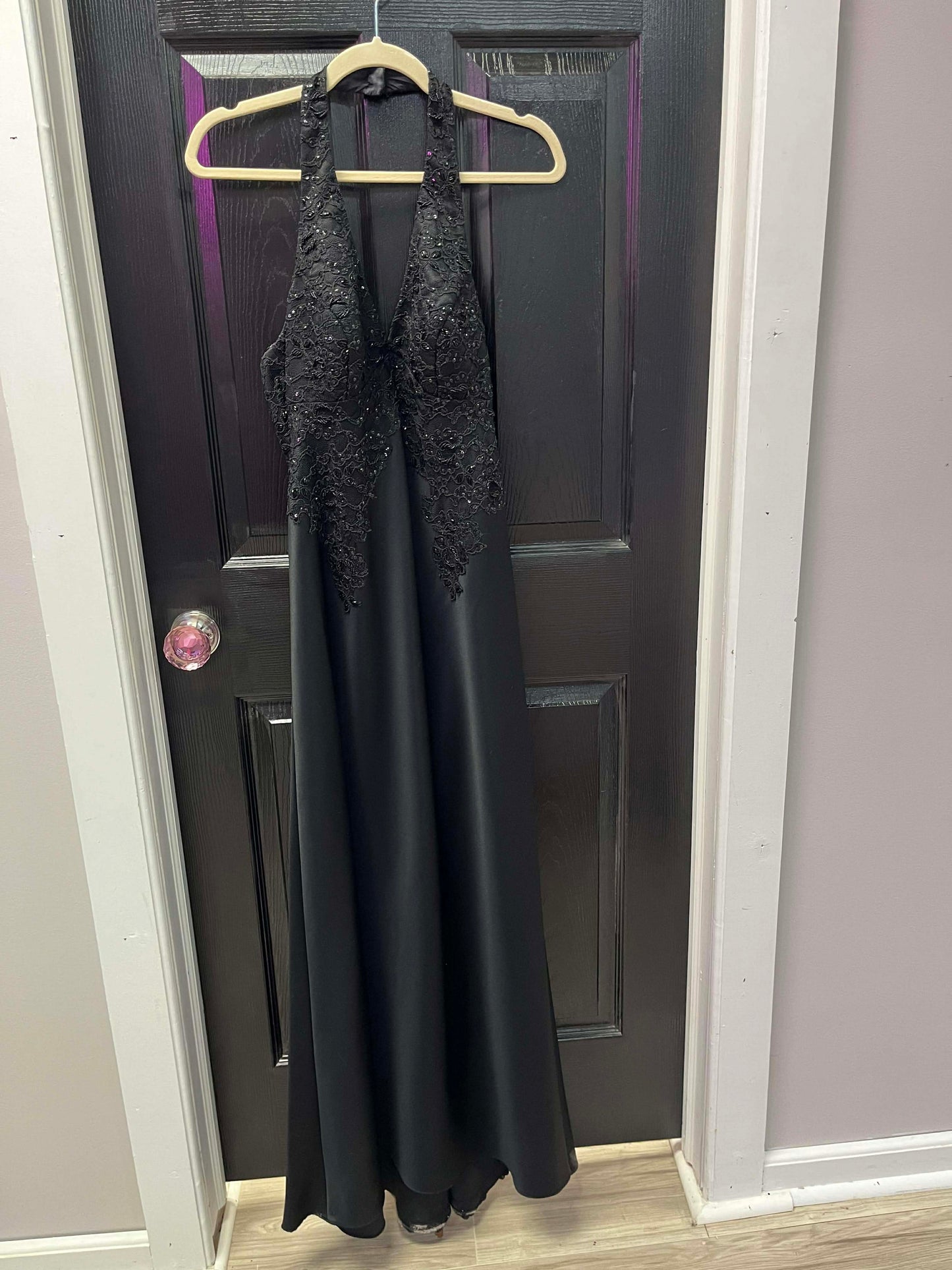 Black Silk with lace gown